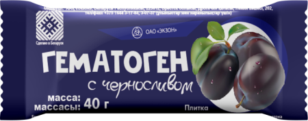 Гематоген плитка 40г (чернослив) детальное фото в интернет-аптеке "Фармсервис"