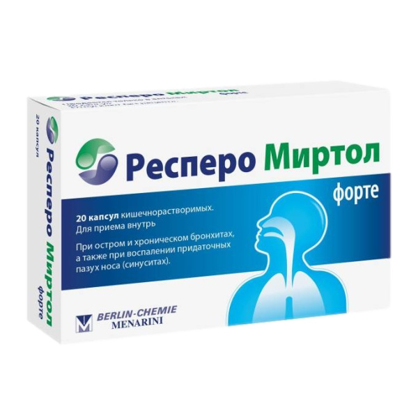 Респеро Миртол форте капсулы кишечнорастворимые 300мг №20 фото в интернет-аптеке "Фармсервис" Респеро Миртол форте капсулы кишечнорастворимые 300мг №20 фото в интернет-аптеке "Фармсервис"