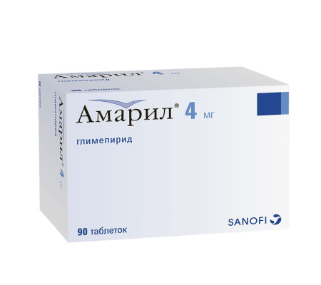 Амарил таблетки 4мг №90 детальное фото в интернет-аптеке "Фармсервис"