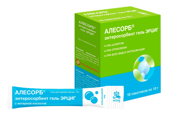 Алесорб Энтеросорбент гель ЭРЦИГ стик (гель для приема внутрь) 10г №18 б/аромата фото в интернет-аптеке "Фармсервис"