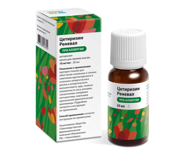 Цетиризин Реневал капли для приёма внутрь 10мг/мл x 20мл №1 фото в интернет-аптеке "Фармсервис" Цетиризин Реневал капли для приёма внутрь 10мг/мл x 20мл №1 фото в интернет-аптеке "Фармсервис"