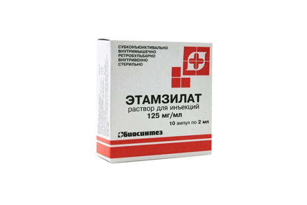 Этамзилат раствор для инъекций 125мг/мл x 2мл №10 фото в интернет-аптеке "Фармсервис" Этамзилат раствор для инъекций 125мг/мл x 2мл №10 фото в интернет-аптеке "Фармсервис"