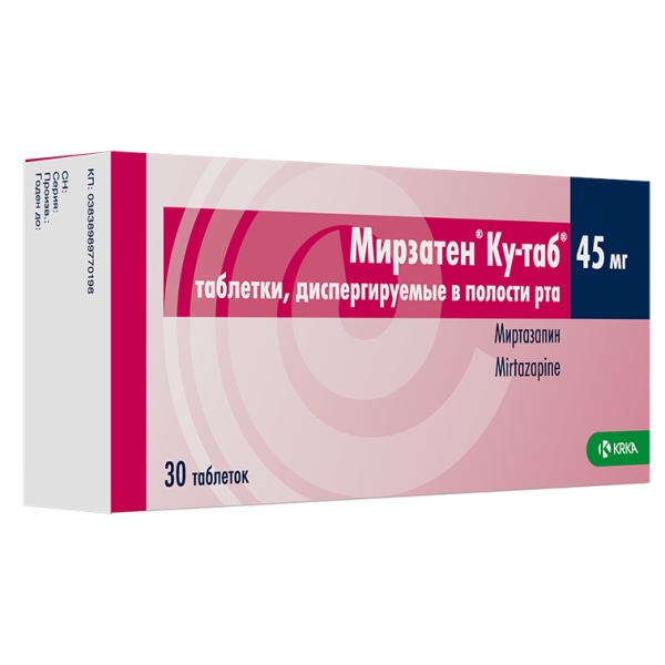Мирзатен Ку-таб таблетки, диспергируемые в полости рта 45мг №30 фото в интернет-аптеке "Фармсервис"