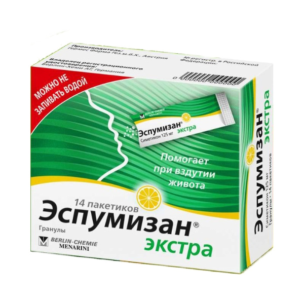 Эспумизан экстра гранулы 125мг x 800мг №14 фото в интернет-аптеке "Фармсервис"