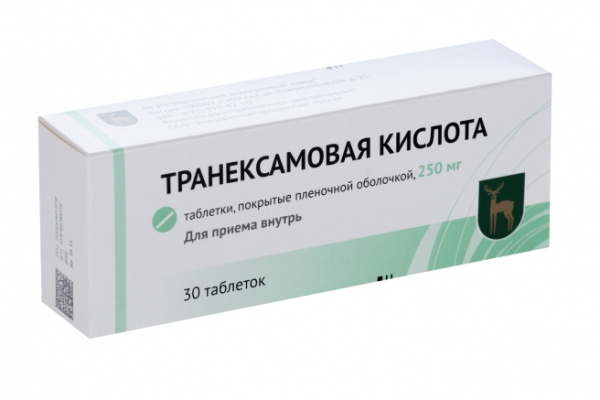 Транексамовая кислота таблетки, покрытые плёночной оболочкой 250мг №30 фото в интернет-аптеке "Фармсервис"