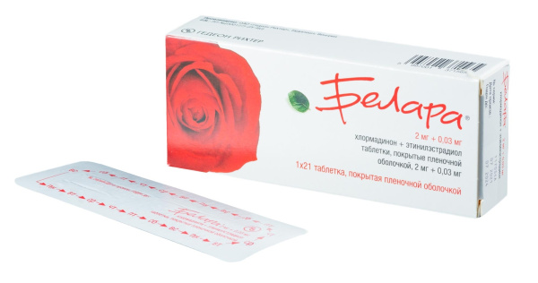 Белара таблетки, покрытые плёночной оболочкой 2мг+30мкг №21 фото в интернет-аптеке "Фармсервис"