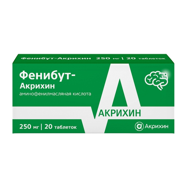 Фенибут-Акрихин таблетки 250 мг №20 фото в интернет-аптеке "Фармсервис"