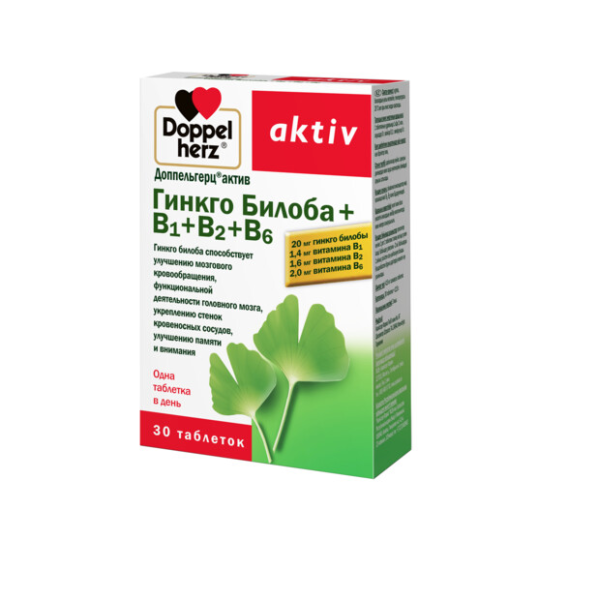 Доппельгерц Актив Гинкго Билоба+B1+B2+B6 таблетки №30 фото в интернет-аптеке "Фармсервис"