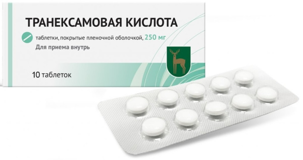 Транексамовая кислота таблетки, покрытые плёночной оболочкой 250мг №10 фото в интернет-аптеке "Фармсервис"