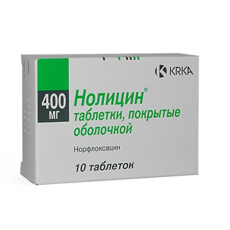 Нолицин таблетки, покрытые плёночной оболочкой 400мг №10 детальное фото в интернет-аптеке "Фармсервис"