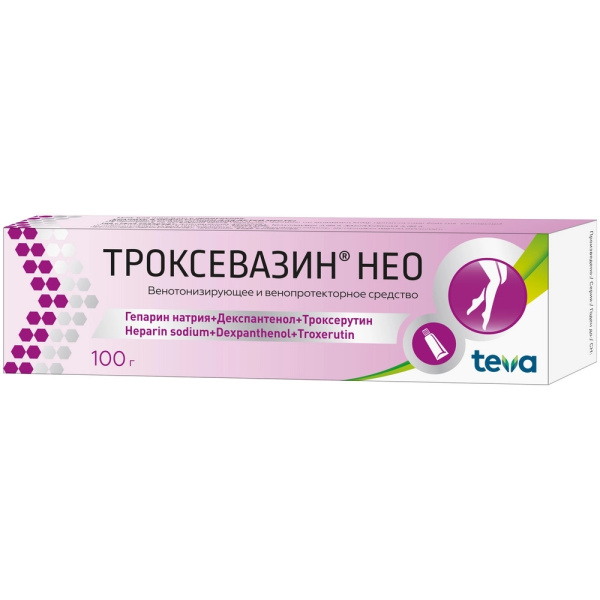 Троксевазин Нео гель для наружного применения 0.17г/100г+5г/100г+2г/100г x 100г №1 фото в интернет-аптеке "Фармсервис"