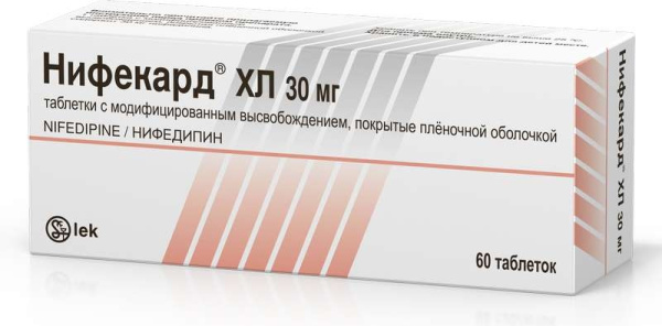 Нифекард ХЛ таблетки с пролонгированным высвобождением, покрытые пленочной оболочкой 30мг №60 фото в интернет-аптеке "Фармсервис"