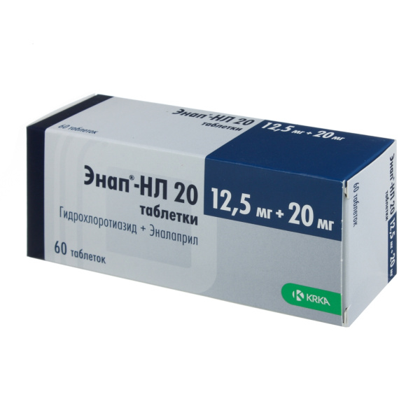 Энап-НЛ 20 таблетки 12.5мг+20мг №60 фото в интернет-аптеке "Фармсервис"