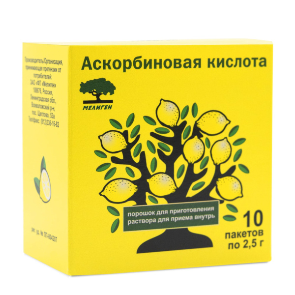 Аскорбиновая кислота порошок для приготовления раствора для приёма внутрь 2.5г x 2.5г №10 фото в интернет-аптеке "Фармсервис"