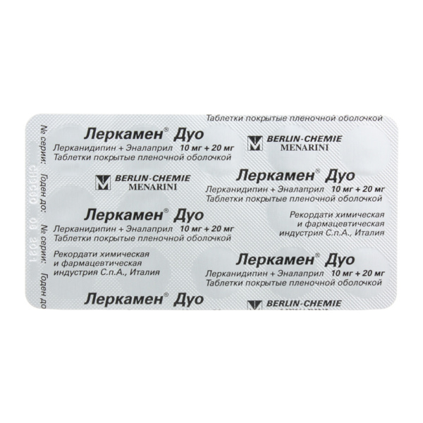 Леркамен Дуо таблетки, покрытые плёночной оболочкой 10мг+20мг №28 фото в интернет-аптеке "Фармсервис"