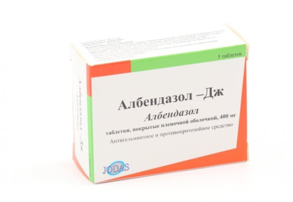 Албендазол-Дж таблетки, покрытые плёночной оболочкой 400мг №5 фото в интернет-аптеке "Фармсервис"