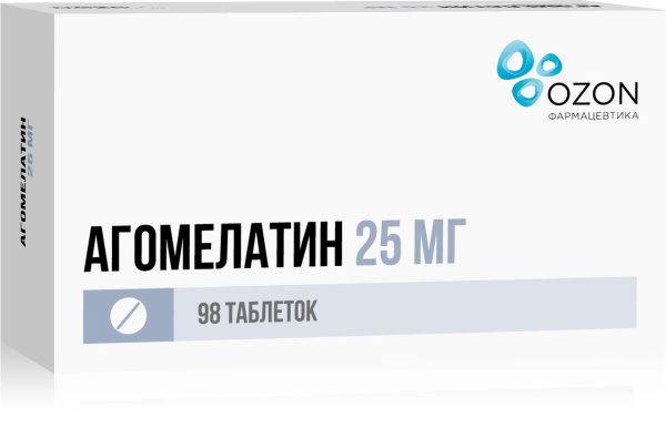 Агомелатин таблетки, покрытые плёночной оболочкой 25мг №98 фото в интернет-аптеке "Фармсервис"