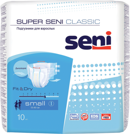 Подгузники для взрослых SUPER SENI Classic Small №10 детальное фото в интернет-аптеке "Фармсервис"