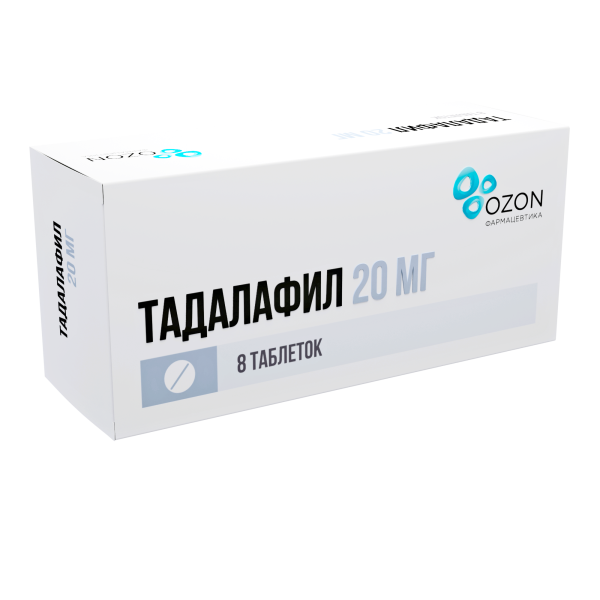 Тадалафил таблетки, покрытые плёночной оболочкой 20мг №8 фото в интернет-аптеке "Фармсервис"
