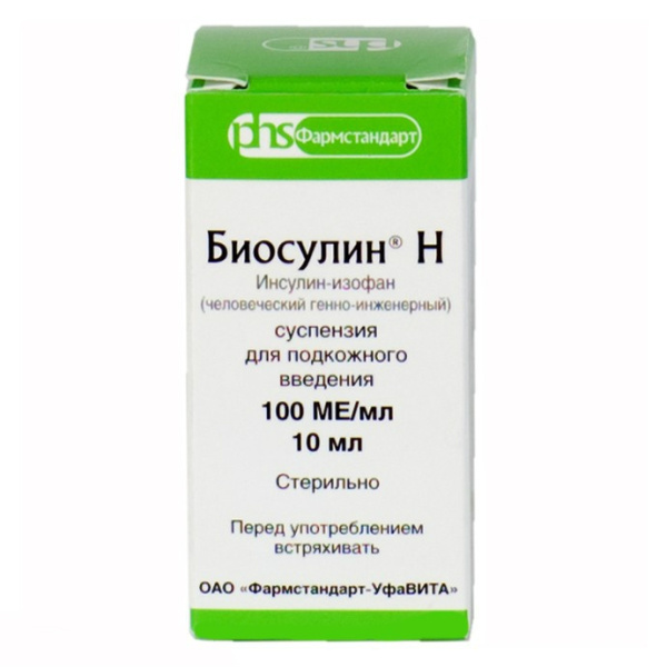 Биосулин Н суспензия для подкожного введения 100МЕ/мл x 10мл №1 фото в интернет-аптеке "Фармсервис" Биосулин Н суспензия для подкожного введения 100МЕ/мл x 10мл №1 фото в интернет-аптеке "Фармсервис"