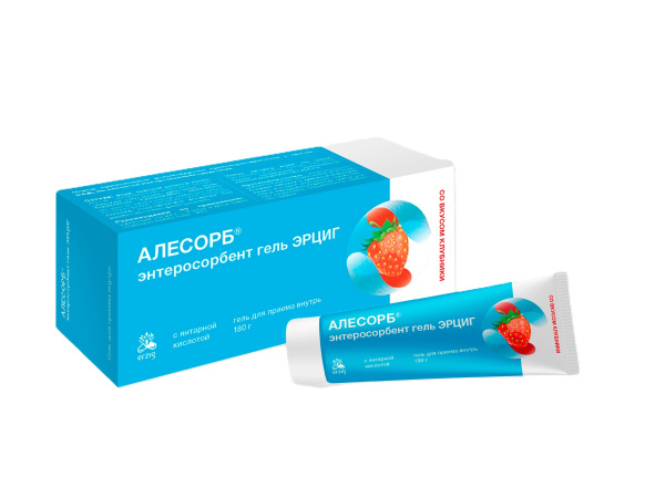Алесорб Энтеросорбент гель ЭРЦИГ туба (гель для приема внутрь) 180г (клубника) фото в интернет-аптеке "Фармсервис"
