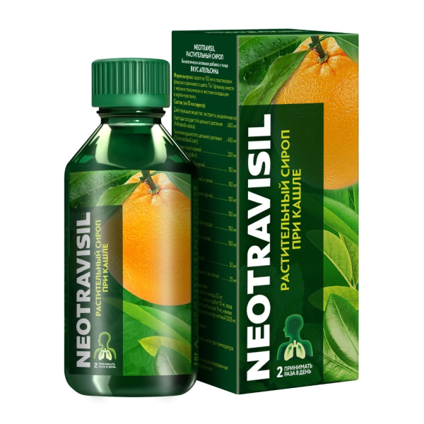 NEOTRAVISIL СИРОП РАСТИТЕЛЬНЫЙ СО ВКУСОМ АПЕЛЬСИНА 100 МЛ 100мл N1 сироп в комплекте: стаканчик мерный  фото в интернет-аптеке "Фармсервис"