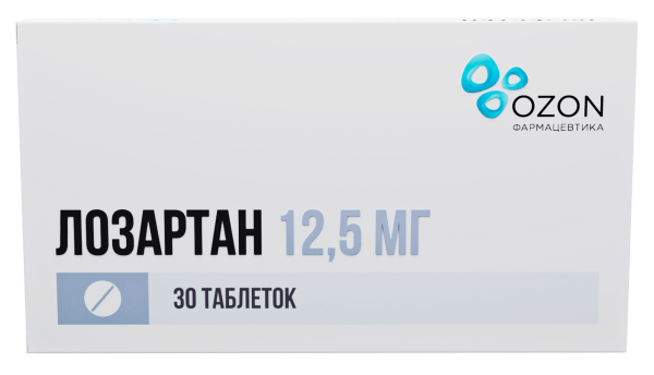 Лозартан таблетки, покрытые плёночной оболочкой 12.5мг №30 фото в интернет-аптеке "Фармсервис" Лозартан таблетки, покрытые плёночной оболочкой 12.5мг №30 фото в интернет-аптеке "Фармсервис"