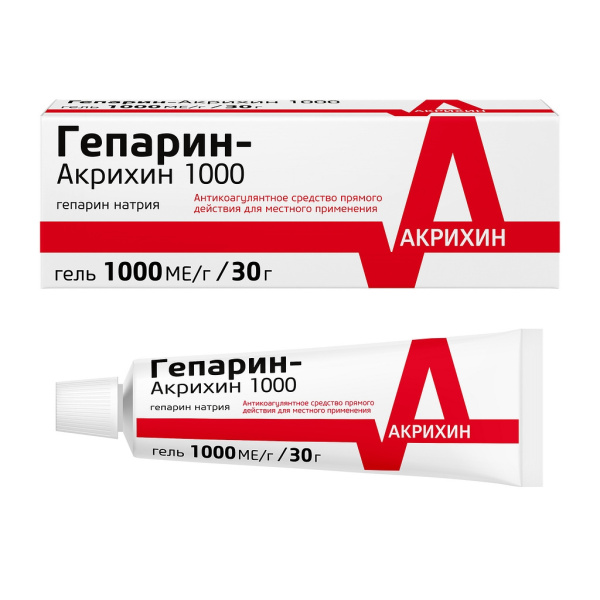 Гепарин-Акрихин 1000 гель для наружного применения 1000МЕ/г x 30г №1 фото в интернет-аптеке "Фармсервис"