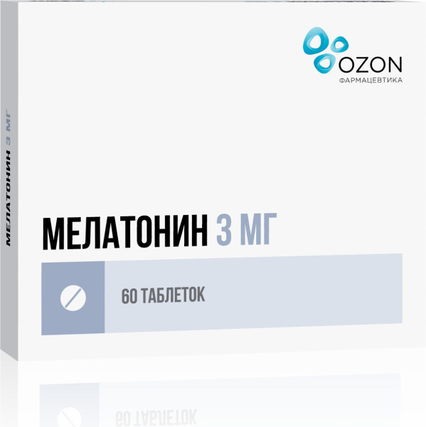 Мелатонин таблетки, покрытые плёночной оболочкой 3мг №60 фото в интернет-аптеке "Фармсервис"