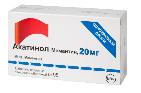 Акатинол Мемантин таблетки, покрытые плёночной оболочкой 20мг №98 фото в интернет-аптеке "Фармсервис"