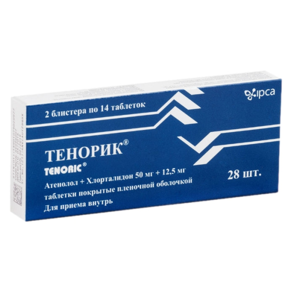 Тенорик таблетки, покрытые плёночной оболочкой 50мг+12.5мг №28 фото в интернет-аптеке "Фармсервис"