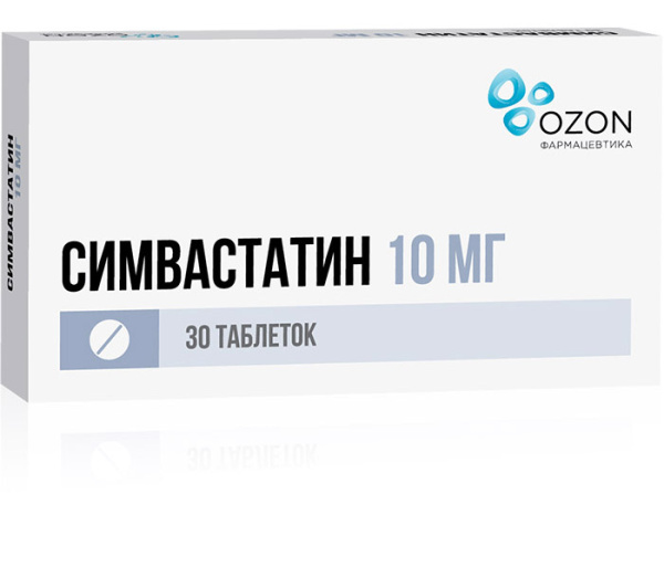 Симвастатин таблетки, покрытые плёночной оболочкой 10мг №30 фото в интернет-аптеке "Фармсервис" Симвастатин таблетки, покрытые плёночной оболочкой 10мг №30 фото в интернет-аптеке "Фармсервис"