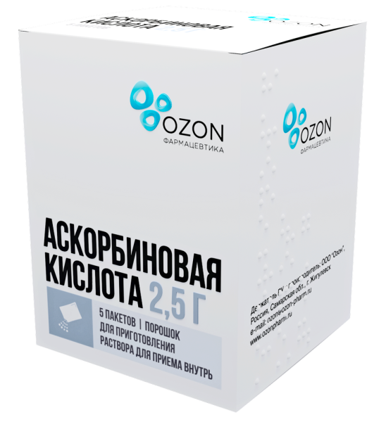 Аскорбиновая кислота порошок для приготовления раствора для приёма внутрь 2.5г x 2.5г №5 фото в интернет-аптеке "Фармсервис"