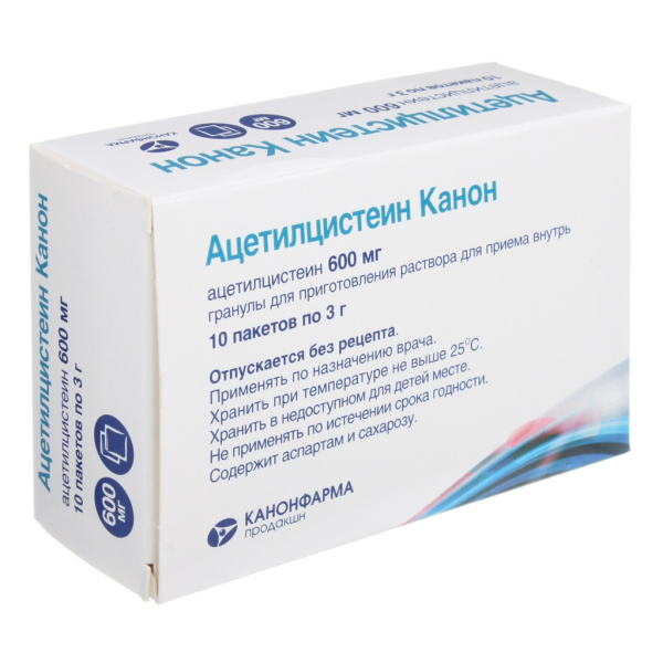 Ацетилцистеин Канон гранулы для приготовления раствора для приёма внутрь 600мг x 3г №10 фото в интернет-аптеке "Фармсервис"