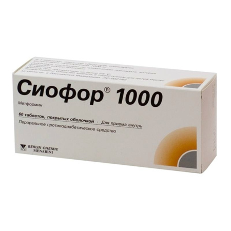 Сиофор 1000 таблетки, покрытые плёночной оболочкой 1г №60 детальное фото в интернет-аптеке "Фармсервис"
