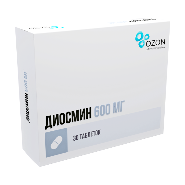 Диосмин таблетки, покрытые плёночной оболочкой 600мг №30 фото в интернет-аптеке "Фармсервис"