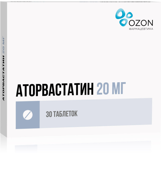 Аторвастатин таблетки, покрытые плёночной оболочкой 20мг №30 фото в интернет-аптеке "Фармсервис" Аторвастатин таблетки, покрытые плёночной оболочкой 20мг №30 фото в интернет-аптеке "Фармсервис"
