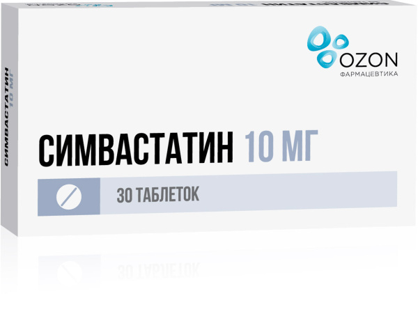 Симвастатин таблетки, покрытые плёночной оболочкой 10мг №30 фото в интернет-аптеке "Фармсервис"