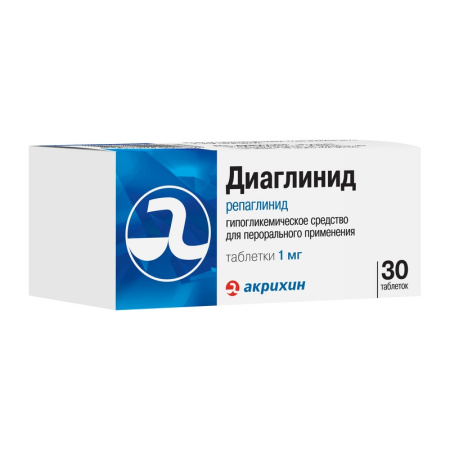 Диаглинид таблетки 1мг №30 детальное фото в интернет-аптеке "Фармсервис"