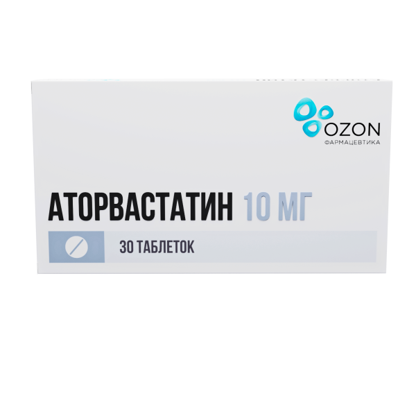 Аторвастатин таблетки, покрытые плёночной оболочкой 10мг №30 фото в интернет-аптеке "Фармсервис"
