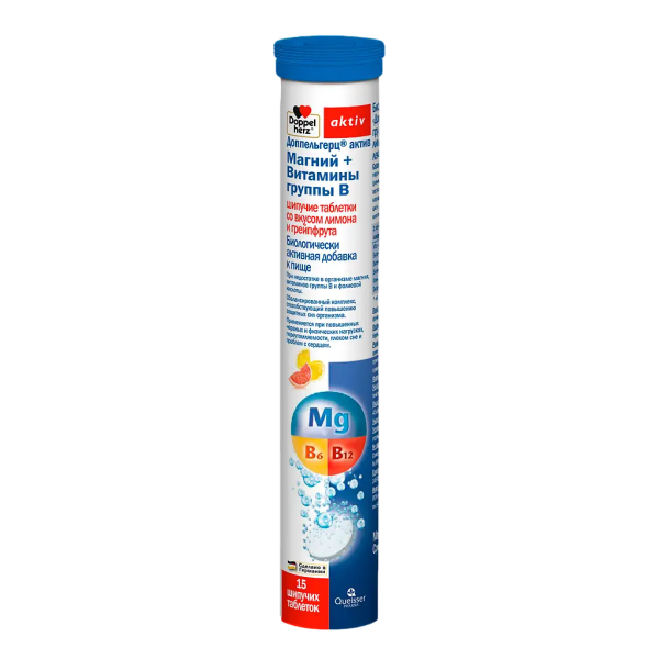 Доппельгерц Актив магний+витамины группы B таблетки шипучие №15 (лимон и грейпфрут) фото в интернет-аптеке "Фармсервис"