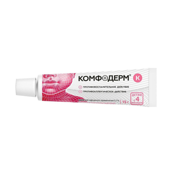 Комфодерм К крем для наружного применения 0.1% x 15г №1 фото в интернет-аптеке "Фармсервис" Комфодерм К крем для наружного применения 0.1% x 15г №1 фото в интернет-аптеке "Фармсервис"