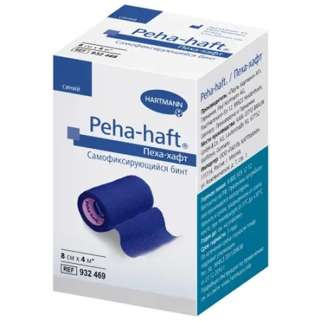 Бинт PEHA-HAFT фиксирующий самоклеющийся 4м х 8см (синий) детальное фото в интернет-аптеке "Фармсервис"