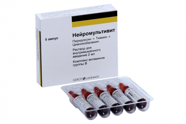 Нейромультивит раствор для внутримышечного введения 100мг/2мл+100мг/2мл+1мг/2мл x 2мл №5 фото в интернет-аптеке "Фармсервис" Нейромультивит раствор для внутримышечного введения 100мг/2мл+100мг/2мл+1мг/2мл x 2мл №5 фото в интернет-аптеке "Фармсервис"