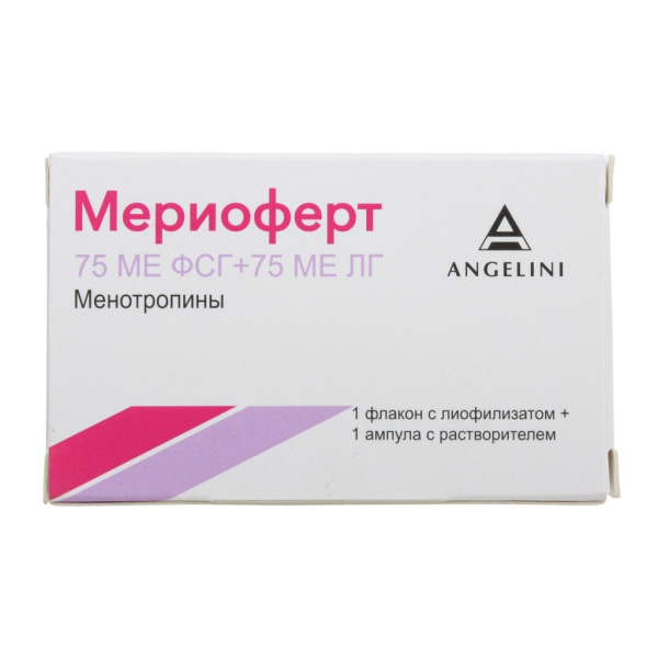 Мериоферт лиофилизат для приготовления раствора для внутримышечного и подкожного введения 75МЕ ФСГ+75МЕ ЛГ x 75МЕ №1 фото в интернет-аптеке "Фармсервис"