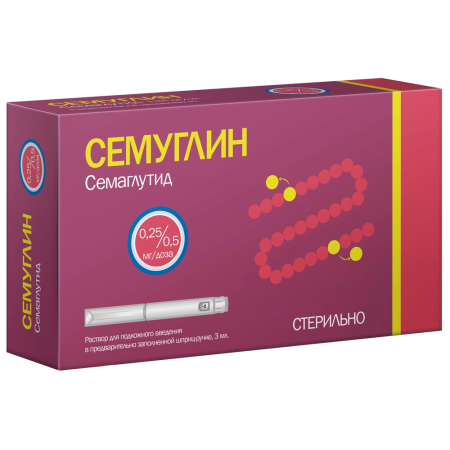 Семуглин раствор для подкожного введения 0.25/0.5 мг/доза x 3мл №1 детальное фото в интернет-аптеке "Фармсервис"