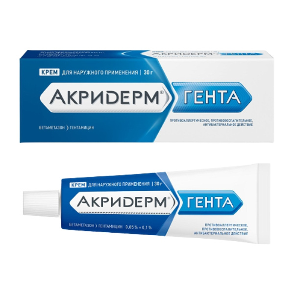 Акридерм ГЕНТА крем для наружного применения 0.05%+0.1% x 30г №1 фото в интернет-аптеке "Фармсервис"