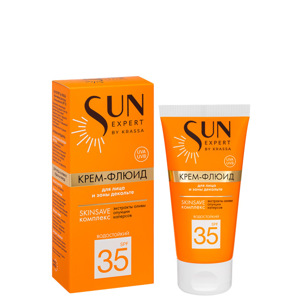 Крем-флюид Krassa Sun Expert солнцезащитное для лица и зоны декольте SPF-35 50мл фото в интернет-аптеке "Фармсервис"