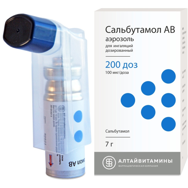 Сальбутамол АВ аэрозоль для ингаляций дозированный 100мкг/доза x 200доза №1 фото в интернет-аптеке "Фармсервис" Сальбутамол АВ аэрозоль для ингаляций дозированный 100мкг/доза x 200доза №1 фото в интернет-аптеке "Фармсервис"