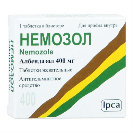 Немозол таблетки жевательные 400мг №1 детальное фото в интернет-аптеке "Фармсервис"